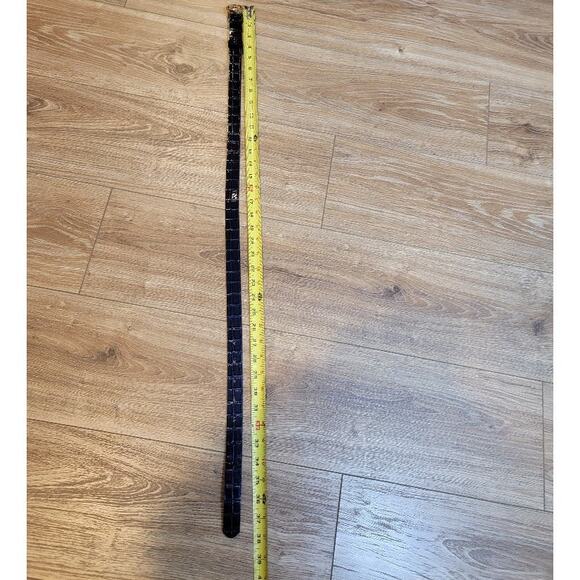 DUNE London Belt Women's Croc Print Belt Navy Blue Sz Small Gold Logo - Picture 8 of 8